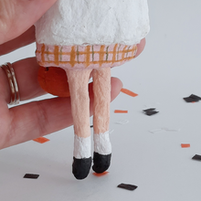 Load image into Gallery viewer, A close-up of the skirt on a vintage style, spun cotton ghost girl against a white background. Pic 5 of 8.