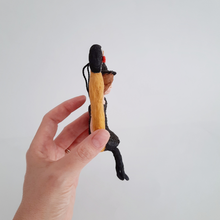 Load image into Gallery viewer, Another side view of a vintage style witch sitting on a moon. Pic 8 of 8.