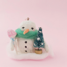 Load image into Gallery viewer, Spun cotton snowman ornament. Photo 7