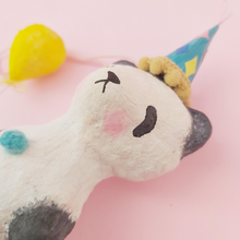 Load image into Gallery viewer, Close up photo of spun cotton panda's face. Picture 2