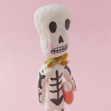 Load image into Gallery viewer, Close up of spun cotton skeleton's face. Photo 3