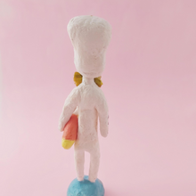 Load image into Gallery viewer, Back view of spun cotton skeleton sculpture. Photo 8