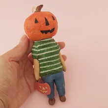 Load image into Gallery viewer, Spun Cotton Jack-O-Lantern Boy Ornament