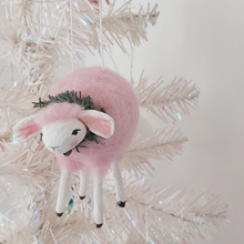 Cargar imagen en el visor de la galería, Pink sheep hanging from Christmas tree. Pic 5 of 6.
