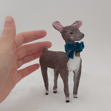 Load image into Gallery viewer, Hand size comparison next to spun cotton deer. Photo 2 of 8.