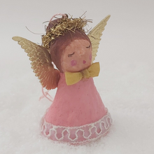 Load image into Gallery viewer, Close up of spun cotton angel's face. Photo 4 of 10.