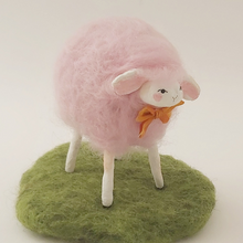 Load image into Gallery viewer, Closer view of needle felted pink sheep. Pic 2 of 8.