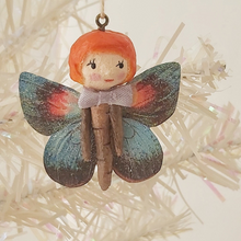 Load image into Gallery viewer, Spun cotton butterfly girl, dangling from tree. Pic 1 of 8.