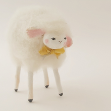 Load image into Gallery viewer, Another closer view of white felted sheep's face. Pic 4 of 5.