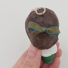Load image into Gallery viewer, Picture of olive green bow  on spun cotton girl's head. Pic 6 of 11.