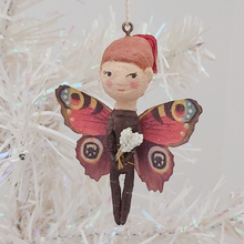 Load image into Gallery viewer, Spun cotton butterfly girl, dangling from tree. Pic 1 of 7.
