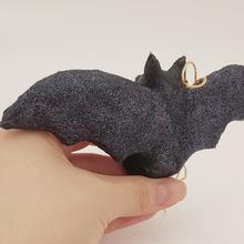 Load image into Gallery viewer, Back view of spun cotton bat's glittery wings. Pic 5 of 6.
