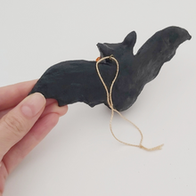 Cargar imagen en el visor de la galería, Back view of spun cotton bat ornament. Pic 8 of 8.