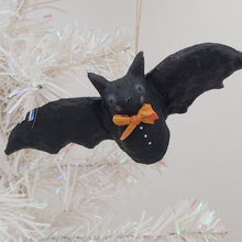 Cargar imagen en el visor de la galería, Wide view of spun cotton bat ornament. Pic 2 of 8.
