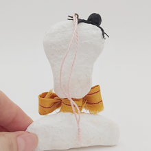 Cargar imagen en el visor de la galería, Back view of spun cotton skeleton bust ornament. Pic 5 of 5.