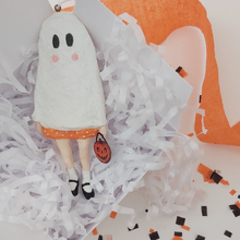 Load image into Gallery viewer, Vintage Inspired Spun Cotton Ghost Girl Ornament