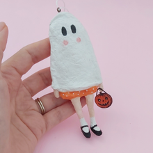 Load image into Gallery viewer, Vintage Inspired Spun Cotton Ghost Girl Ornament