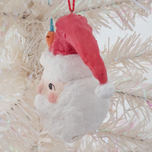 Load image into Gallery viewer, Vintage Inspired Spun Cotton Santa Ornament with Robin
