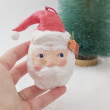 Cargar imagen en el visor de la galería, Vintage Inspired Spun Cotton Santa Ornament