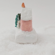 Load image into Gallery viewer, Opposite side view of pink spun cotton house. Pic 6 of 7.