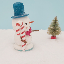 Load image into Gallery viewer, Another side view of spun cotton snowman. Pic 6 of 8.