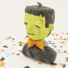 Cargar imagen en el visor de la galería, Close up view of spun cotton Frankenstein's face and scar. Pic 4 of 9.