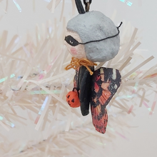 Load image into Gallery viewer, Side view of spun cotton Halloween butterfly ornament. Pic 5 of 6.