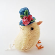 Load image into Gallery viewer, Close up photo of top hat flowers while felted chick is sitting (picture 4)