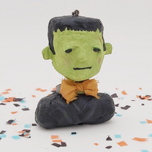 Cargar imagen en el visor de la galería, Another front view of spun cotton Frankenstein ornament. Pic 5 of 9.