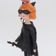 Load image into Gallery viewer, Opposite side view of spun cotton bat girl ornament. Pic 8 of 9.