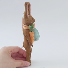 Cargar imagen en el visor de la galería, Side view of spun cotton chocolate brown bunny. Pic 7 of 8.