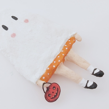 Load image into Gallery viewer, Close up of spun cotton ghost girl ornament. Pic 4 of 6.