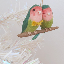 Load image into Gallery viewer, Side view of the spun cotton male lovebird. Pic 3 of 6.