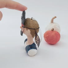 Load image into Gallery viewer, Spun cotton pirate boy ornament, left side view. Pic 5 of 7.