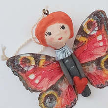Load image into Gallery viewer, Close up of spun cotton Valentine's Day butterfly girl. Pic 4 of 4.