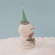 Load image into Gallery viewer, Opposite side view of spun cotton vintage style snowman. Picture 6 of 6.