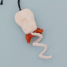 Cargar imagen en el visor de la galería, Back view of vintage style spun cotton skeleton, against a light blue background. Pic 4 of 6.