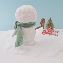 Load image into Gallery viewer, The back view of the vintage style spun cotton snowman. Pic 7 of 7.