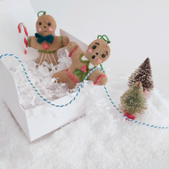 Vintage Style Spun Cotton Gingerbread Man Ornaments