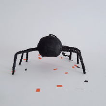 Load image into Gallery viewer, A back view of a vintage style, spun cotton black spider against a white background. Pic 7 of 8.
