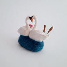 Load image into Gallery viewer, The back view of a vintage style, spun cotton swan sculpture against a white background. Pic 4 of 5. 
