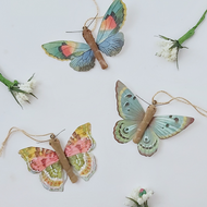 Vintage Style Spun Cotton Paper Butterfly Ornaments