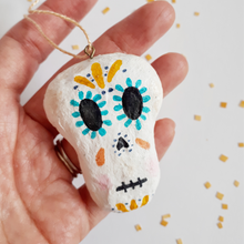 Load image into Gallery viewer, Spun Cotton Sugar Skull Ornament
