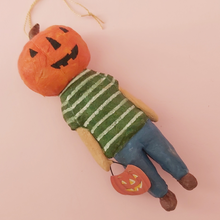 Load image into Gallery viewer, Spun Cotton Jack-O-Lantern Boy Ornament
