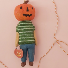 Load image into Gallery viewer, Spun Cotton Jack-O-Lantern Boy Ornament
