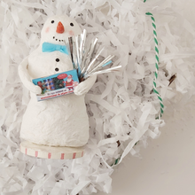 Load image into Gallery viewer, Snowman lying in box with white shredded paper and bakers twine. Photo 7 of 7.
