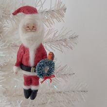 Cargar imagen en el visor de la galería, Spun cotton Santa, hanging from Christmas tree. Photo 6 of 7.
