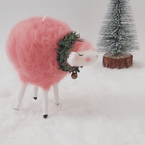 Side view of pink sheep ornament. Pic 2 of 6.