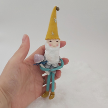 Load image into Gallery viewer, Spun cotton pine cone gnome, held in hand. Photo 4 of 9. 
