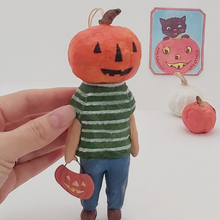 Load image into Gallery viewer, Spun Cotton Jack-O-Lantern Boy Ornament
